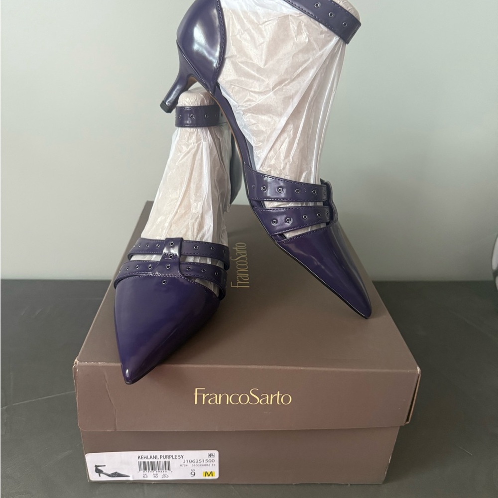 Franco Sarto Purple Heels with Bow Detail